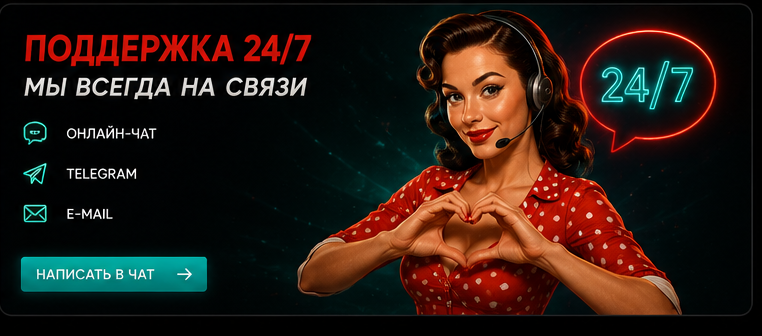 Круглосуточная поддержка Pin Up